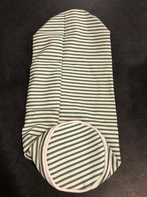 Photo 1 of Hofdeco Premium Coastal Patio Indoor Outdoor Bolster Pillow Cover Only, 6"x20" Water Resistant for Backyard, Couch, Green Stripe