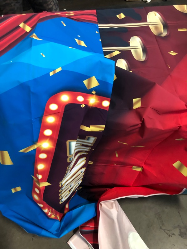 Photo 1 of Laeacco 10x8ft Lights Camera Action Backdrop Movie Night Theme Backdrop Red Carpet Dress-up Awards Ceremony Photography Background Adult Birthday Event Party Cake Table Decor Banner Photo Booth Prop