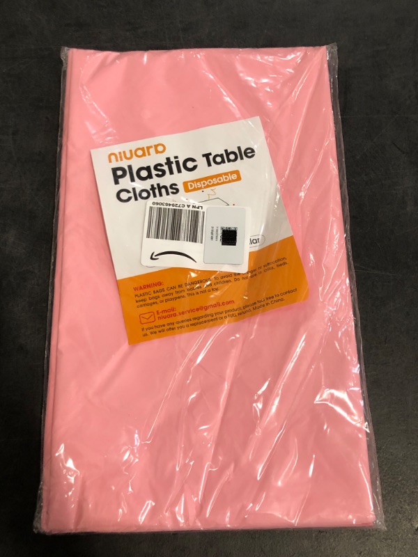 Photo 1 of 8 Pack Pink Plastic Table Cloths Disposable, 54 x 108 Inches Plastic Table Cover for Rectangle Tables, Disposable Tablecloth for Dinning, Parties, BBQ, Wedding, Outdoor
