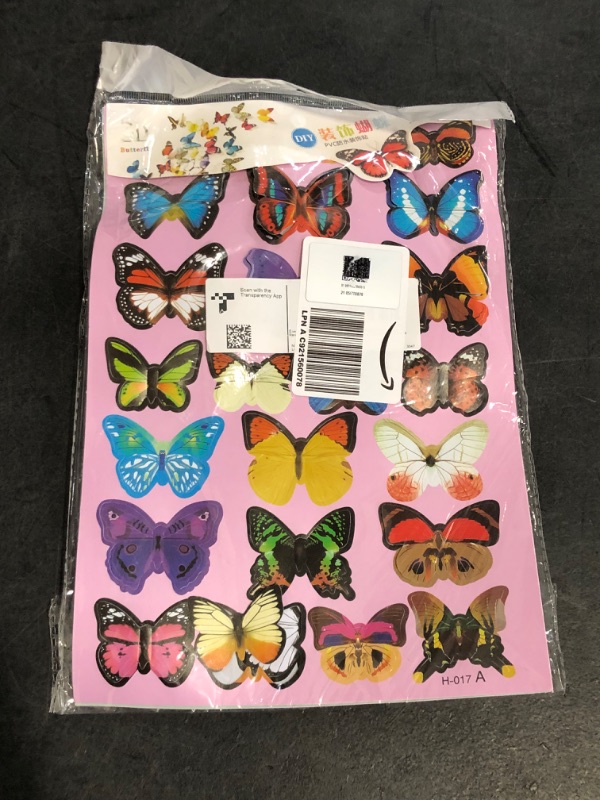 Photo 1 of 80 PCS Butterfly Wall Decor Waterproof Removable Reusable Wings Foldable Plastic Butterflies Wall Stickers for Home Room Bedroom Nursery Decor