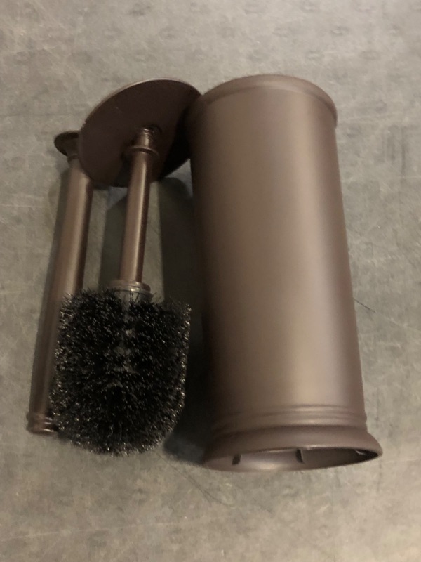Photo 1 of Toilet Bowl Brush Holder Set: Bathroom Deep Cleaning Toilet Scrubber Rim Cleaner with Caddy for Restroom Rv - Hidden Modern Elegant Toilet Clean Decorative Accessories - Bronze