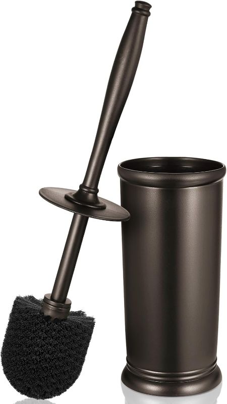 Photo 1 of Toilet Bowl Brush Holder Set: Bathroom Deep Cleaning Toilet Scrubber Rim Cleaner with Caddy for Restroom Rv - Hidden Modern Elegant Toilet Clean Decorative Accessories - Bronze