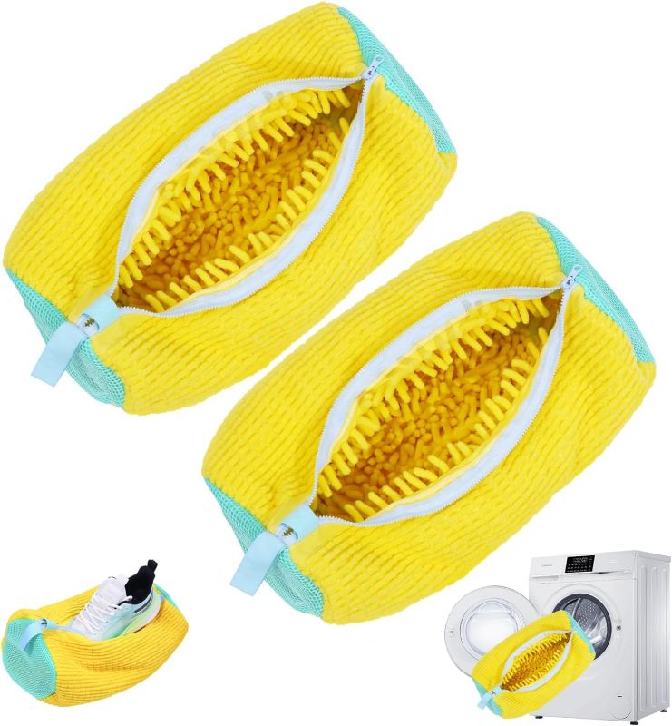 Photo 1 of 2Pcs Shoe Washing Machine Bag,Cleaning Bag for All Shoe Types,Laundry Shoe Bag for Washer and Dryer (Yellow)