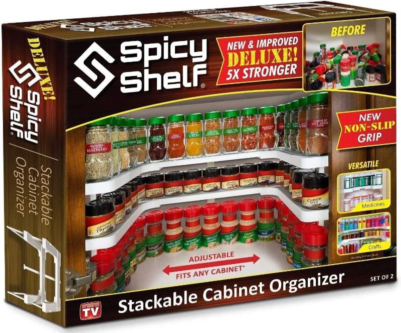 Photo 1 of Spicy Shelf Deluxe - Expandable Spice Rack and Stackable Cabinet & Pantry Organizer (1 Set of 2 Shelves) - As seen on TV Deluxe (Spicy Shelf Organizer) - Pantry Organization - Pantry Spice Organizer