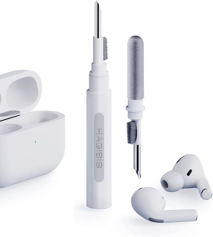 Photo 1 of Hagibis Cleaning Kits for Airpods Pro 1 2 3 Multi-Function Cleaner Pen Soft Brush for Bluetooth Earphones Case Cleaning Tools for iPhone 16 15 Pro Max Lego Camera Lens (White)
