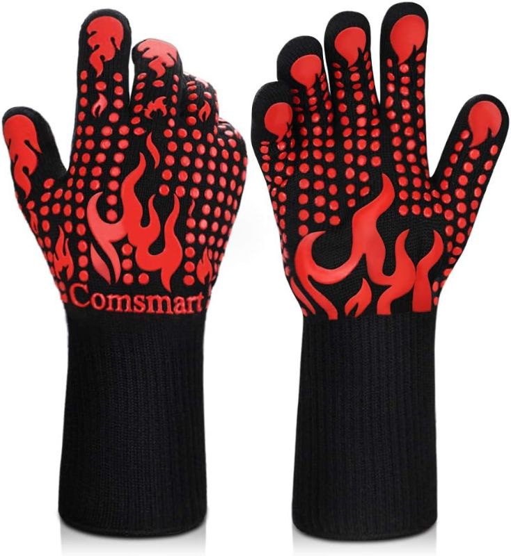 Photo 1 of Comsmart BBQ Gloves, 1472 Degree F Heat Resistant Grilling Gloves Silicone Non-Slip Oven Gloves Long Kitchen Gloves for Barbecue, Cooking, Baking, Cutting