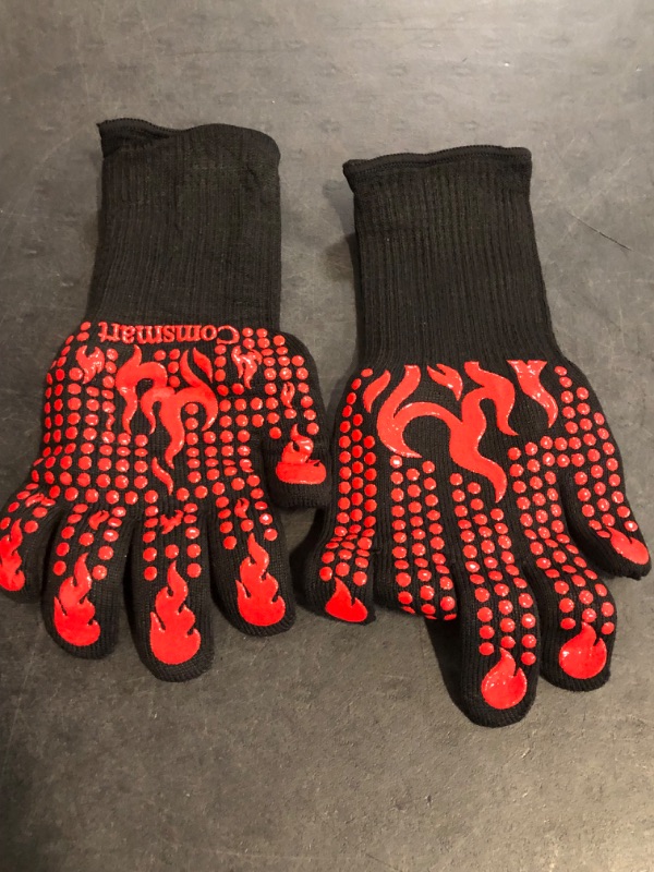 Photo 1 of Comsmart BBQ Gloves, 1472 Degree F Heat Resistant Grilling Gloves Silicone Non-Slip Oven Gloves Long Kitchen Gloves for Barbecue, Cooking, Baking, Cutting
