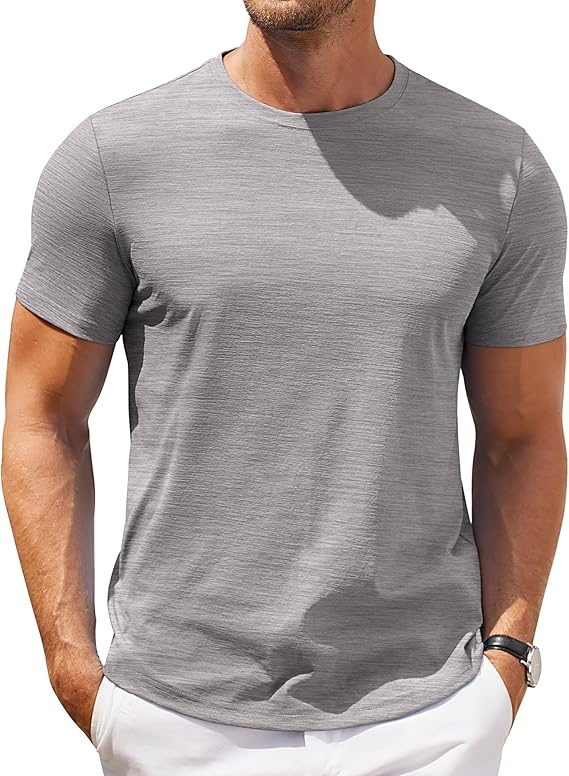Photo 1 of (L) COOFANDY Mens Crew Neck T Shirt Short Sleeve Casual Summer Basic Tee Slim Fit Workout T-Shirt