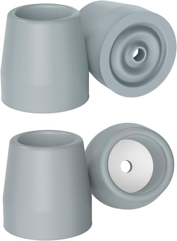 Photo 1 of Walker Tips (Set of 4), 1-1/8" Replacement Rubber Walker Feet Caps, Heavy Duty Rubber Tips for Commode, Shower Chair Leg Caps with Metal Insert