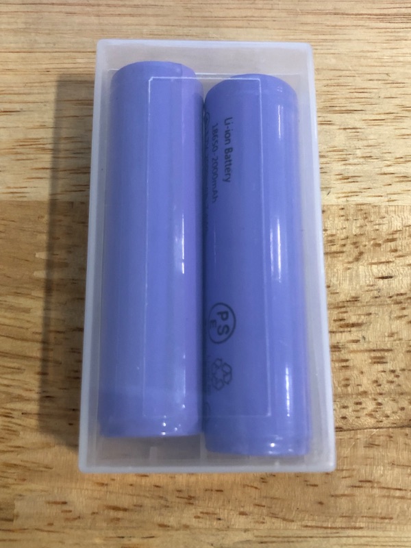 Photo 1 of 18650 Battery, 2 Packs 3.7V 18650 Battery Flat Top 18650 Rechargeable Batteries for Headlamp, LED Flashlight, Electronic Devices etc (Purple)