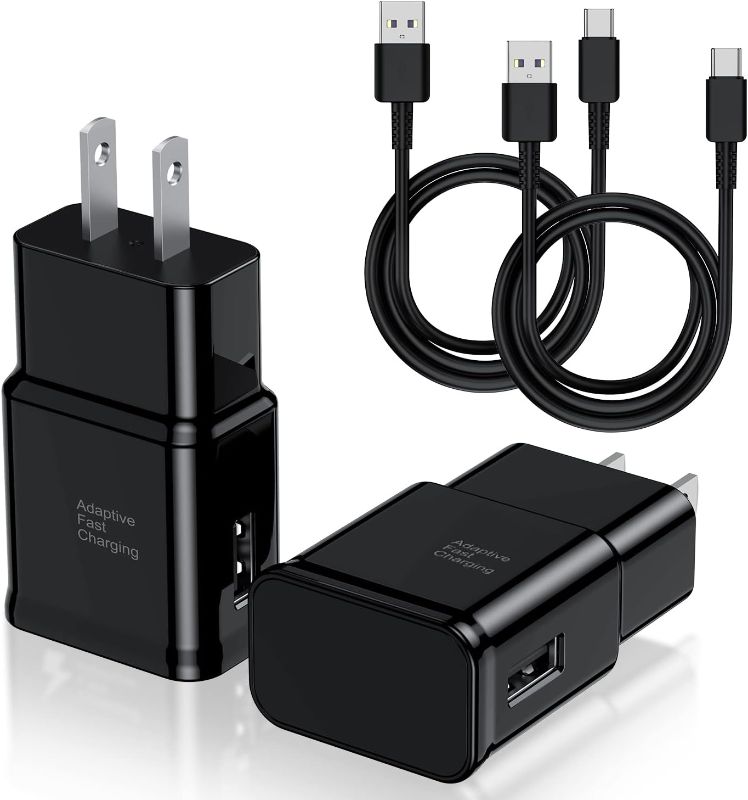 Photo 1 of Type C Charger Fast Charging, 2 Pack USB C Android Phone Wall Charger Block & 6ft Charge Cable Cord, for Samsung Galaxy S8 / S9 / S10 Plus Active S10e, S20 / S21 Ultra Plus, Note 8 9 10, Pixel 3 etc
