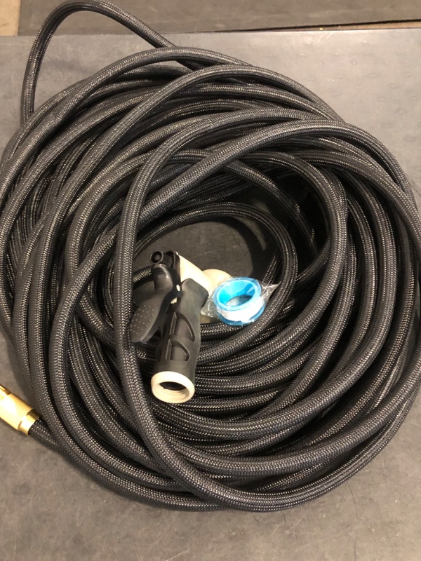 Photo 1 of Garden Hose Non-Expandable 50ft, Outdoor and Garden Flexible Water Hose with 10 Function Nozzles, Portable, Kink-Free, Rust Proof, Lightweight Hose for Yard, Car Wash, Lawn, Camper, Easy to Store
