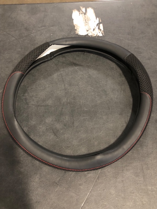 Photo 1 of Car Steering Wheel Cover, 14.17" Interior Steering Wheel Handle Protective Cover Universal for Car Truck SUV Automotive Faux Leather Black