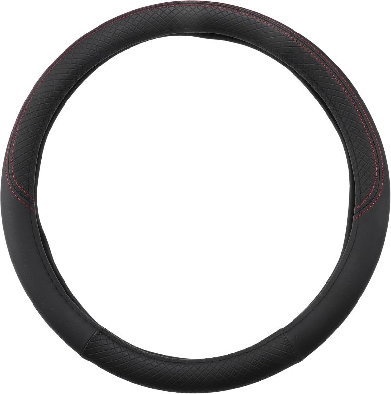 Photo 1 of Car Steering Wheel Cover, 14.17" Interior Steering Wheel Handle Protective Cover Universal for Car Truck SUV Automotive Faux Leather Black