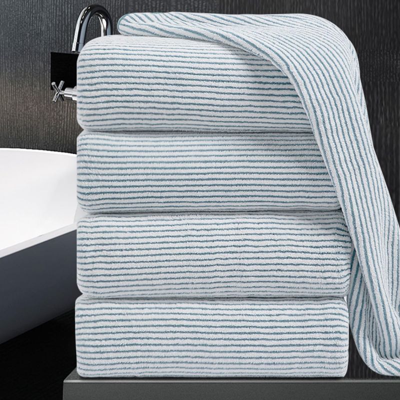 Photo 1 of 4 Piece Bath Towel Set 35"x70"Oversized Bath Towel for Bathroom Ultra Soft Fluffy Extra Large Bath Sheet Luxury Premium Bathroom Towel Highly Absorbent Quick Dry Shower Towel for Hotel Spa,Lake Blue
