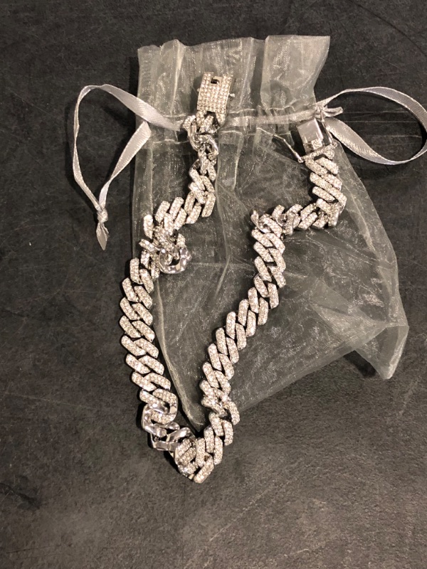 Photo 1 of Diamond Cuban Link Chain Necklace for Women Men 15mm Chunky Silver Iced Out Chain Choker Necklace