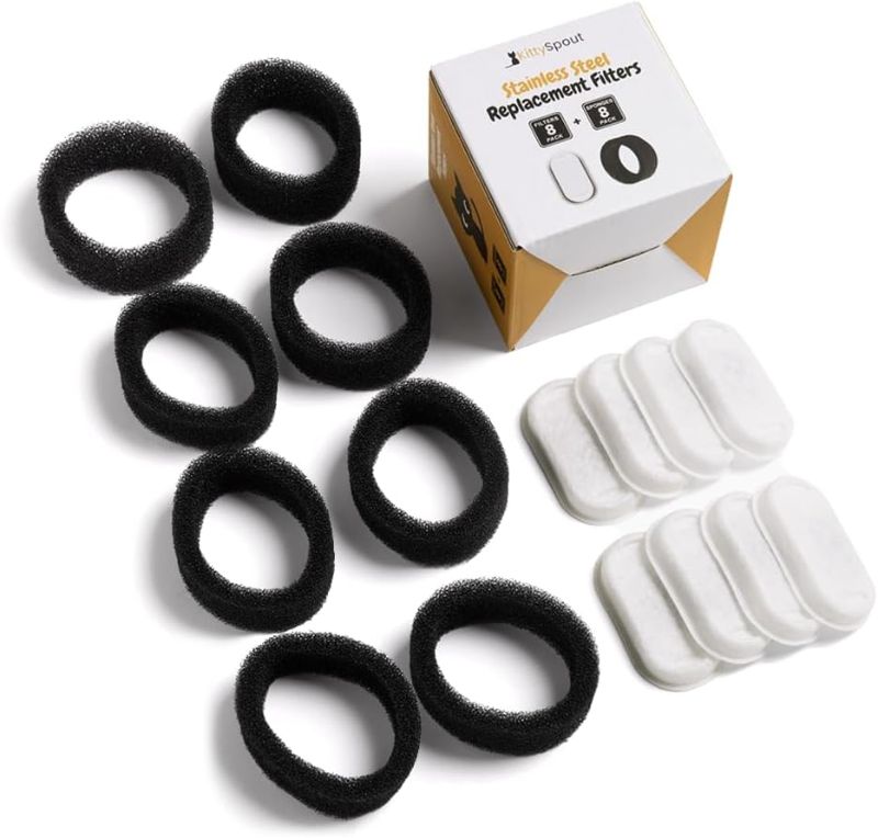 Photo 1 of Cat Water Fountain Filters for 108oz/3.2L… (4 Month Supply: 8 Filters & 8 Sponges)