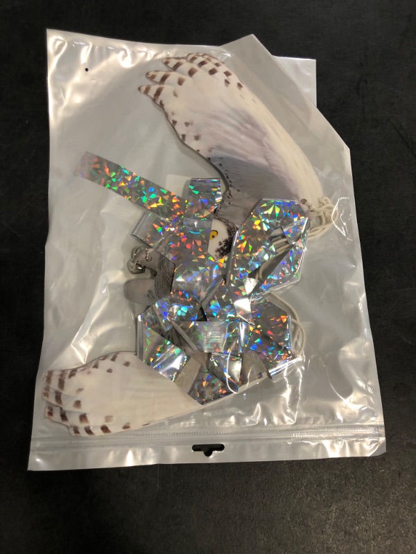 Photo 1 of Owls to Keep Birds Away: 3Pcs Fake Owls with Reflective Tape for Garden Patio, Reflective Hanging Decoration to Keep Birds Pigeon from Windows Tree
