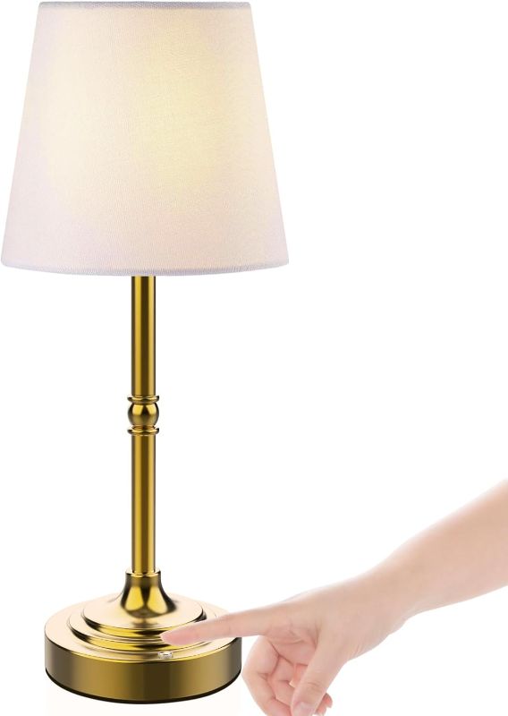 Photo 1 of Rechargeable Battery Powered Table Lamp, Wireless LED Lamps, Cordless Touch Lamps, Stepless Dimmable Bedside Lamps, Night Lamp for Bedroom, Dinning Room, Kitchen Decor, Office (Bronze)
