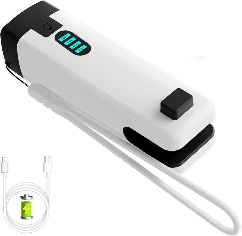 Photo 1 of HSLGOVE 3-IN-1 Mini Bag Sealer, Rechargeable Bag Sealer Heat Seal with Cutter, Flash-light and Magnet Mini Bag Resealer Machine for Plastic Bags Snack Bags-Beigewhite
