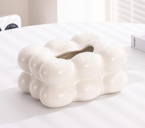 Photo 1 of Tissue Box Cover, Ceramic Tissue Holder, Facial Tissue Box for Sink Counters, Desks, Bathroom Vanity, Office, Home Decor, Restaurant, White Facial Paper Holder,8.3x6.3x3.9''

