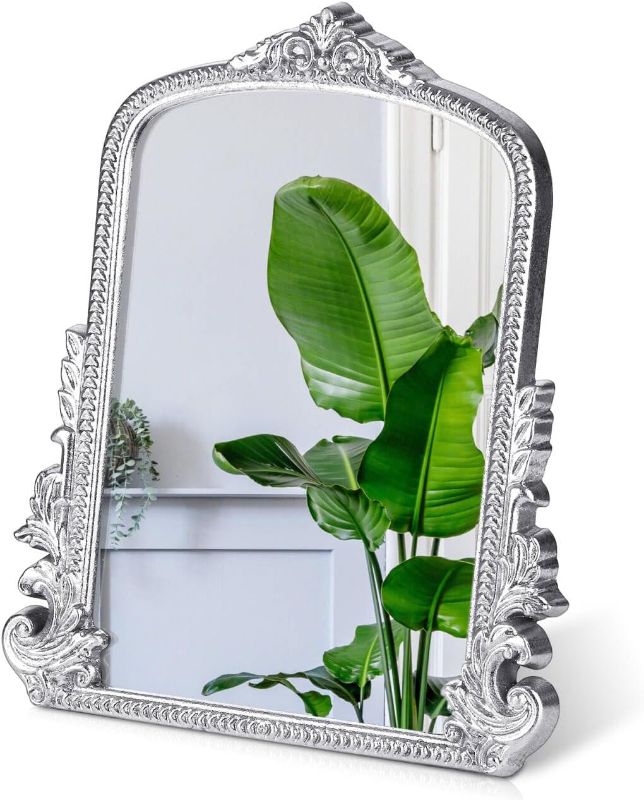 Photo 1 of Vintage Makeup Mirror, Vanity Desk Mirror Antique Traditional Tabletop Mirror, Standing, Hang or Wall Mounted, Adjustable Dress-up Mirror, Gold Decor Mirror for Living Room,Bedroom
