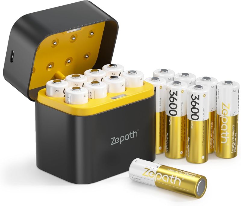Photo 1 of 16 Pack Rechargeable AA Batteries Lithium with Charger, 3600mWh High Capacity Double A Battery,1.5V Constant Volt AA Rechargeable Li-ion Battery
