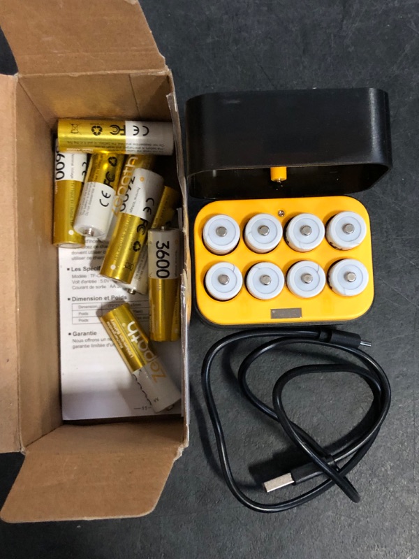 Photo 1 of 16 Pack Rechargeable AA Batteries Lithium with Charger, 3600mWh High Capacity Double A Battery,1.5V Constant Volt AA Rechargeable Li-ion Battery
