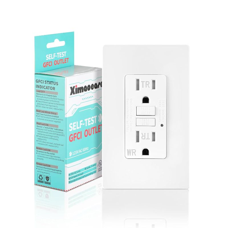 Photo 1 of GFCI Outlet 15 Amp, Self-Test GFI Electrical Outlet with Thinner Design,WR Weather Resistant GFCI Receptacle, Ground Fault Circuit Interrupters with Decorator Screwless, UL Listed(1,Matte White,15Amp)
