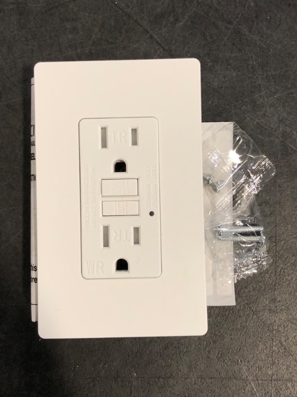 Photo 1 of GFCI Outlet 15 Amp, Self-Test GFI Electrical Outlet with Thinner Design,WR Weather Resistant GFCI Receptacle, Ground Fault Circuit Interrupters with Decorator Screwless, UL Listed(1,Matte White,15Amp)
