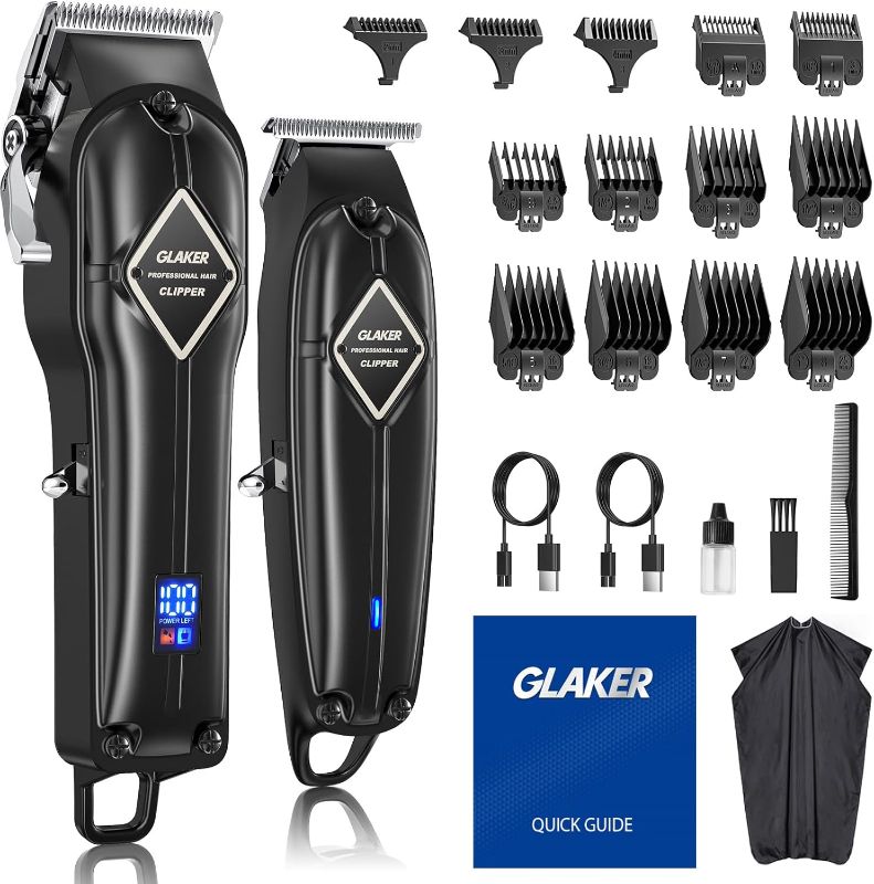 Photo 1 of GLAKER Hair Clippers for Men Professional - Cordless Clippers and Trimmers Set, Complete Barber Kit for Hair Trimming & Beard Grooming, Mens Haircutting Kits for Blending & Fade Cuts (Black)
