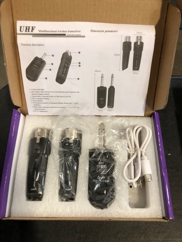 Photo 1 of XLR Wireless Microphone System, Wireless Guitar Transmitter Receiver Plug-on for Dynamic and 48V Condenser Microphones, Audio Mixer, with 48V Phantom Power and Reverb Switch (2 transmitter,1 receiver)
