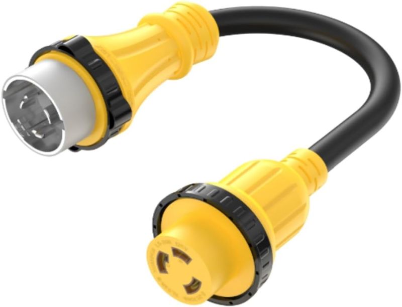 Photo 1 of Marine Shore Power Adapter Cable 50-Amp to 30 Amp Nema SS2-50P to L5-30R, Marine-50Amp 125/250V SS2-50 Male to L5-30 125 Volt 30Amp-Shore Power Female Converter, 50A to 30A Twist Lock Adapter, 1.5FT
