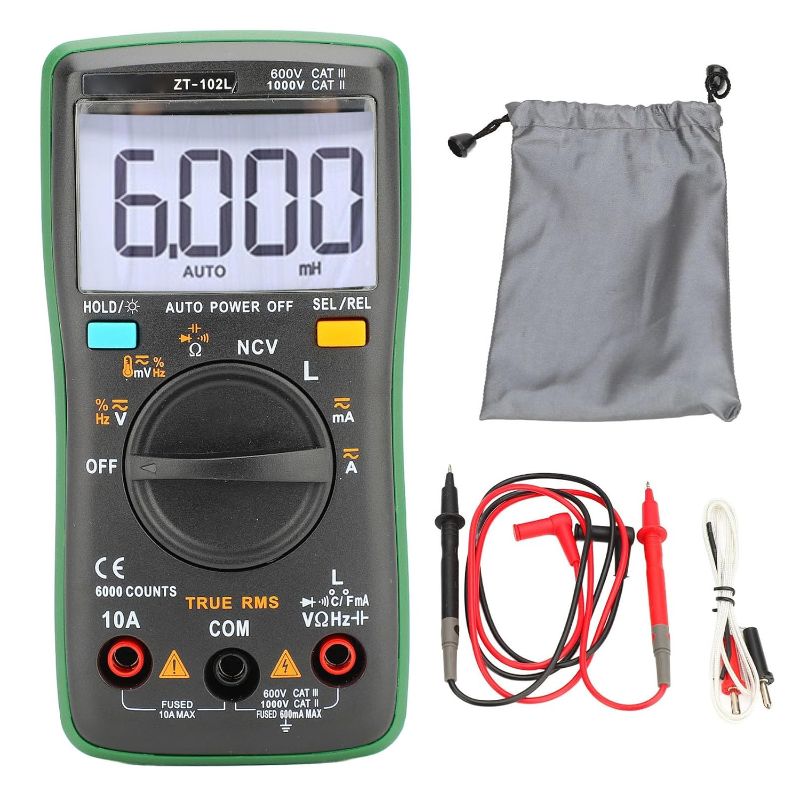 Photo 1 of ZT102L Digital Multimeter with NCV Function Compact Portable Inductance Capacitance Tester Inductor Meter Backlit Screen Display