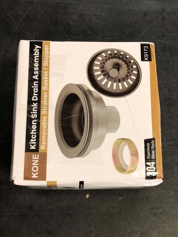 Photo 1 of KONE Sink Drain Assembly, Kitchen Sink Drain Strainer Kit with Removable Strainer Basket Stopper, Universal fit USA Home/Commercial 3-1/2 Inch Standard Sink Drain Hole (Matte Black)
