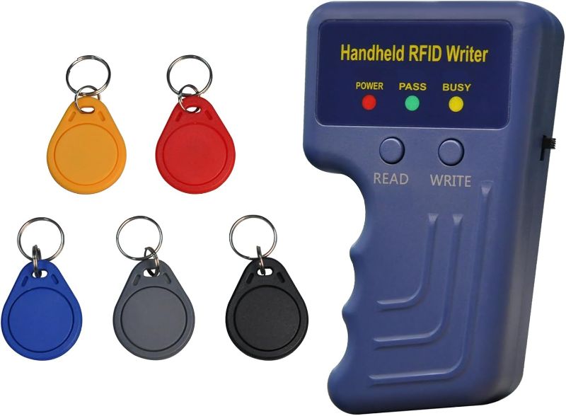Photo 1 of Handheld RFID Copier Smart ID Card Duplicator Used for ID IC HID Card+5pcs Mix Colors T5577 Key fobs

