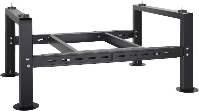 Photo 1 of POPMOON Heavy Duty Condenser Stand Mini Split Stand for Air Conditioners Heat Pump System 14in Height, AC Stand Length Adjustable 29.5in to 45.3in Mini Split Ground Stand for 24000-60000BTU (Black)

