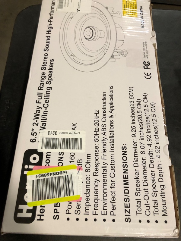Photo 1 of Herdio 6.5 Inch Bluetooth Ceiling Speakers 320W 2-Way Flush Mount in Wall Speakers for Home Bathroom Kitchen Office with Full Range Superior Sound,HCS-818BT
