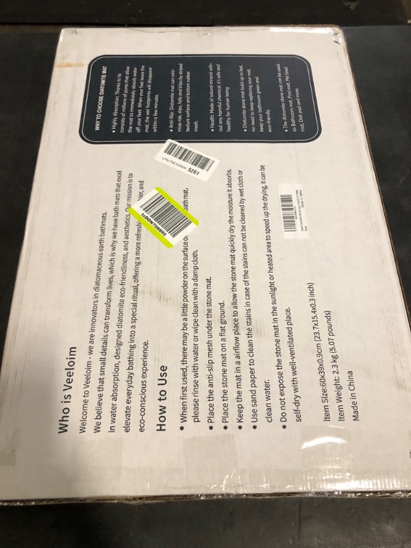 Photo 1 of *Crack down the Mat** Stone Bath Mat Diatomaceous Earth Shower Mat Non-Slip Super Absorbent Diatomite Stone Bath Mats for Bathroom Floor Quick Drying Natural Easy to Clean(23.6''×15.4" White)
