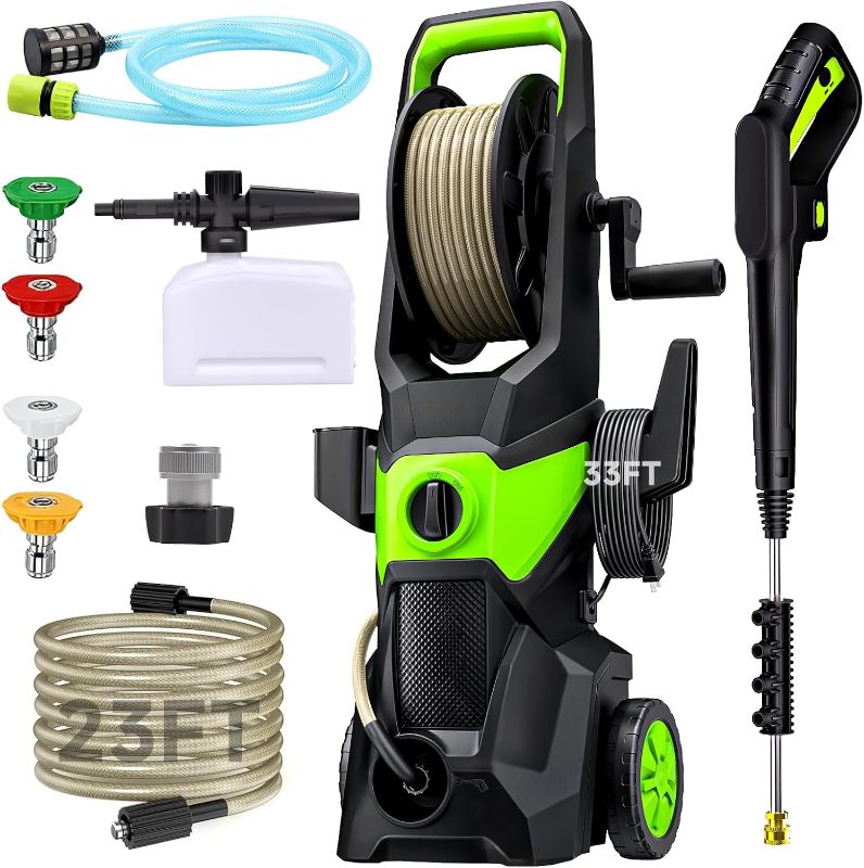 Photo 1 of Electric Pressure Washer, 2.5 GPM High Power Washer with 4 Nozzles Set & Foam Cannon, Power Washer for Driveways, Cars, Fences, Decks, Patios, and Outdoor Cleaning
