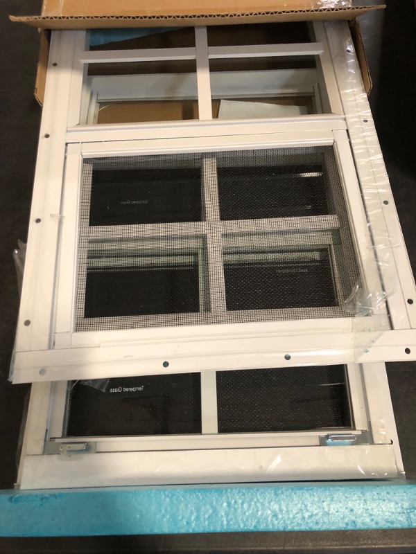 Photo 1 of COLORPAPA 2 Pack Shed Windows,12" x 18" Small Sliding Windows,Flush Mount Windows with Tempered Glass and Fiberglass Screen for Shed, Chicken Coop, Playhouse, Household, Garage, Barns (White)
