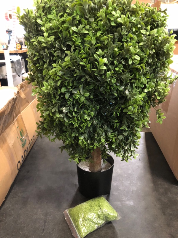 Photo 1 of 2 Pack 24.5inch Artificial Topiary Ball Plants, Faux Boxwood Ball in Pot, Fake Outdoor Plant for Front Door Decor, Home Decor, Garden, Wedding Decor
