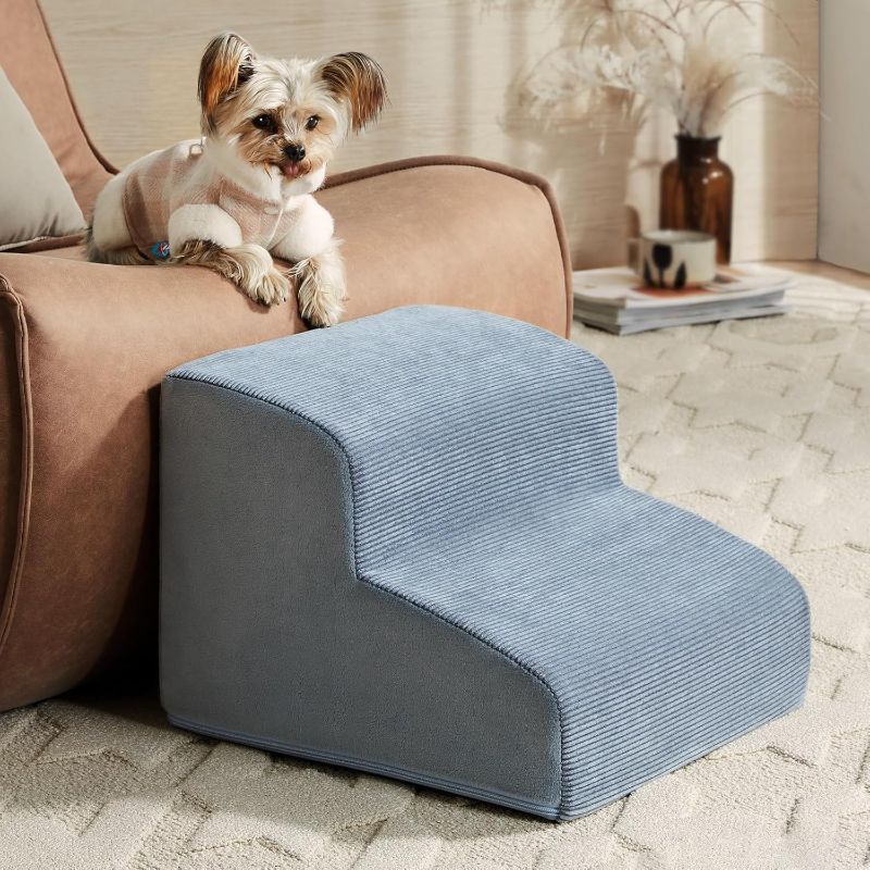 Photo 1 of Dog Stairs for Small Dogs, 2-Steps Dog Ramp for Couch, Pet Stairs with Highly Supportive Foam and Non-Slip Bottom, Pet Steps for Cat & Doggie (High 11.8 Inch)
