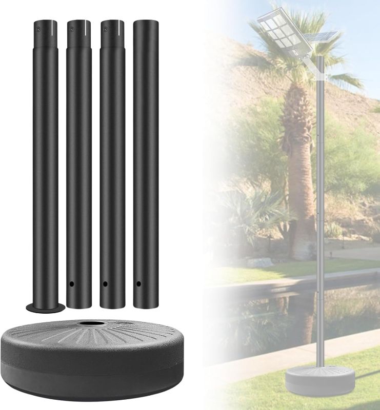 Photo 1 of Outdoor Light Pole with Fillable Base – Heavy Duty Freestanding Post for Garden or Street Lighting – Water/Sand Weighted, Rustproof Metal, Easy Assembly (6.9 Ft & 83'')
