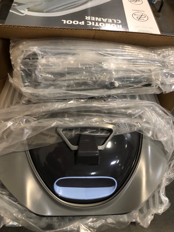 Photo 1 of Bubot 300P Robotic Pool Cleaner, Cordless Pool Vacuum with Industry Leading Suction Power, Bluehole Tech, DirtLock Tech, Smart Sensor for Above-Ground Flat Pools up to 850 Sq.Ft, Silver
