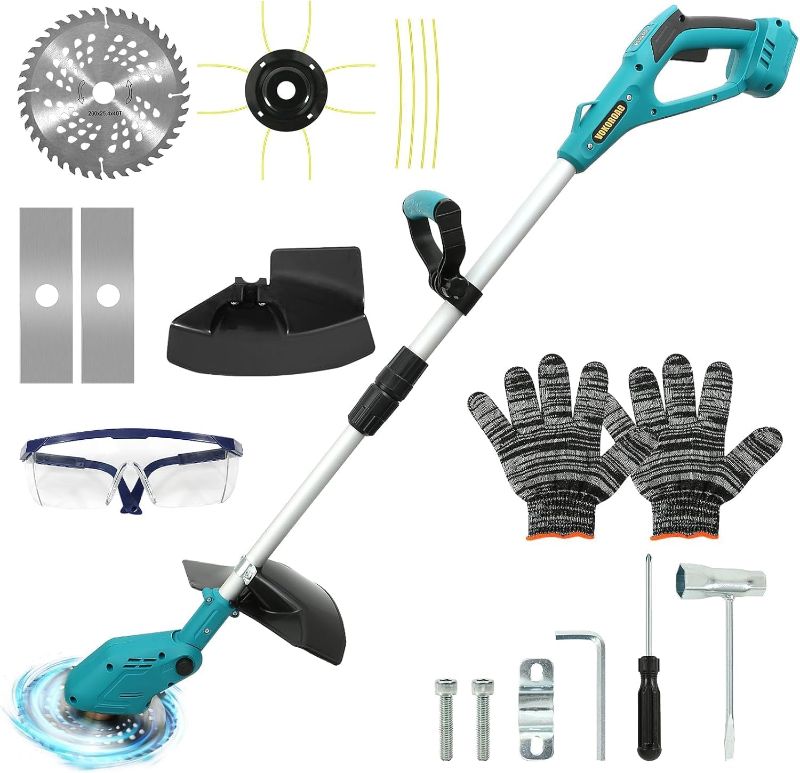 Photo 1 of Cordless  Wacker for Makita 18V Battery, Electric String Trimmer/Edger Lawn Tool/Brush Cutter with Brushless Motor, Grass Trimmer Kit with Metal Blade & String Line for Garden Yard(Tool Only)