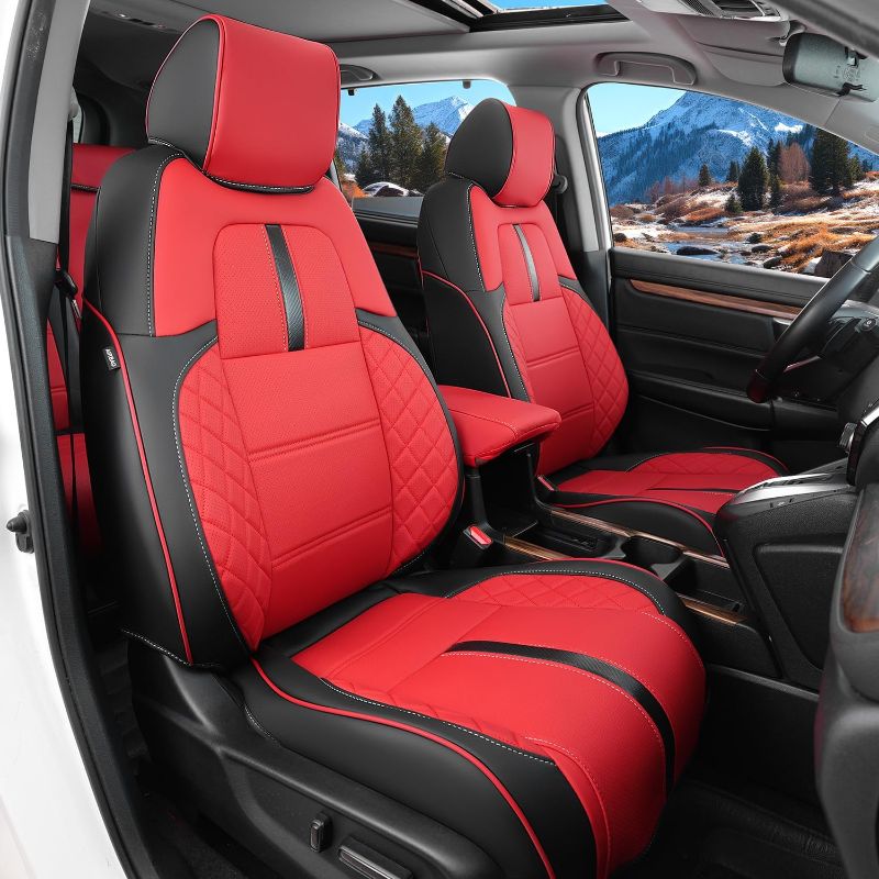 Photo 1 of For 2017 2018 2019 2020 2021 2022 Honda CRV Seat Covers, Seat Covers for Honda CRV Accessories 2022-2017, Black & Red, Full Set
