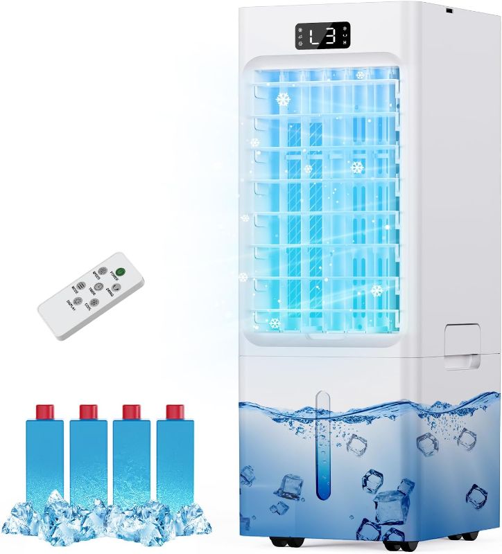 Photo 1 of Windowless Portable Air Conditioners, 3-IN-1 Evaporative Air Cooler, 6L Swamp Cooler with 4 Ice Packs, 4 Modes & 3 Speeds, Auto Oscillating, 12H Timer, 17FT Remote, Cooling Fan for Home

