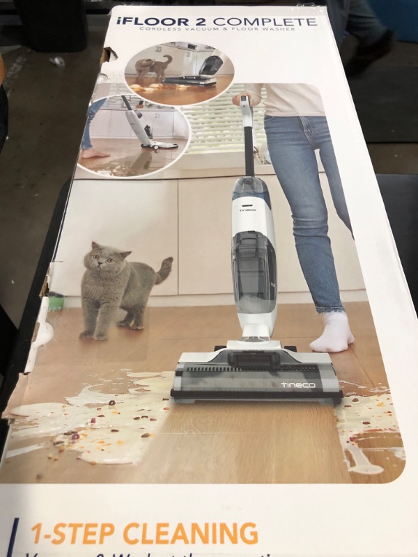 Photo 1 of Tineco iFLOOR 2 Complete Cordless Wet Dry Vacuum Floor Cleaner and Mop, One-Step Cleaning for Hard Floors, Great for Sticky Messes and Pet Hair
