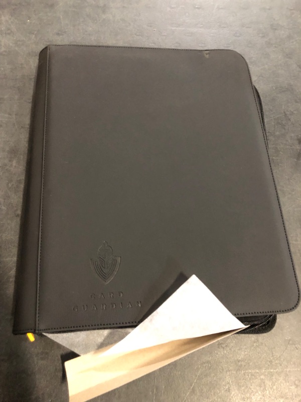 Photo 1 of Card Guardian - Toploader 4 Pocket Premium Binder with Zipper for 160 Cards - Side Loaded Pockets - Compatible with Sports and Trading Cards TCG (Black)
